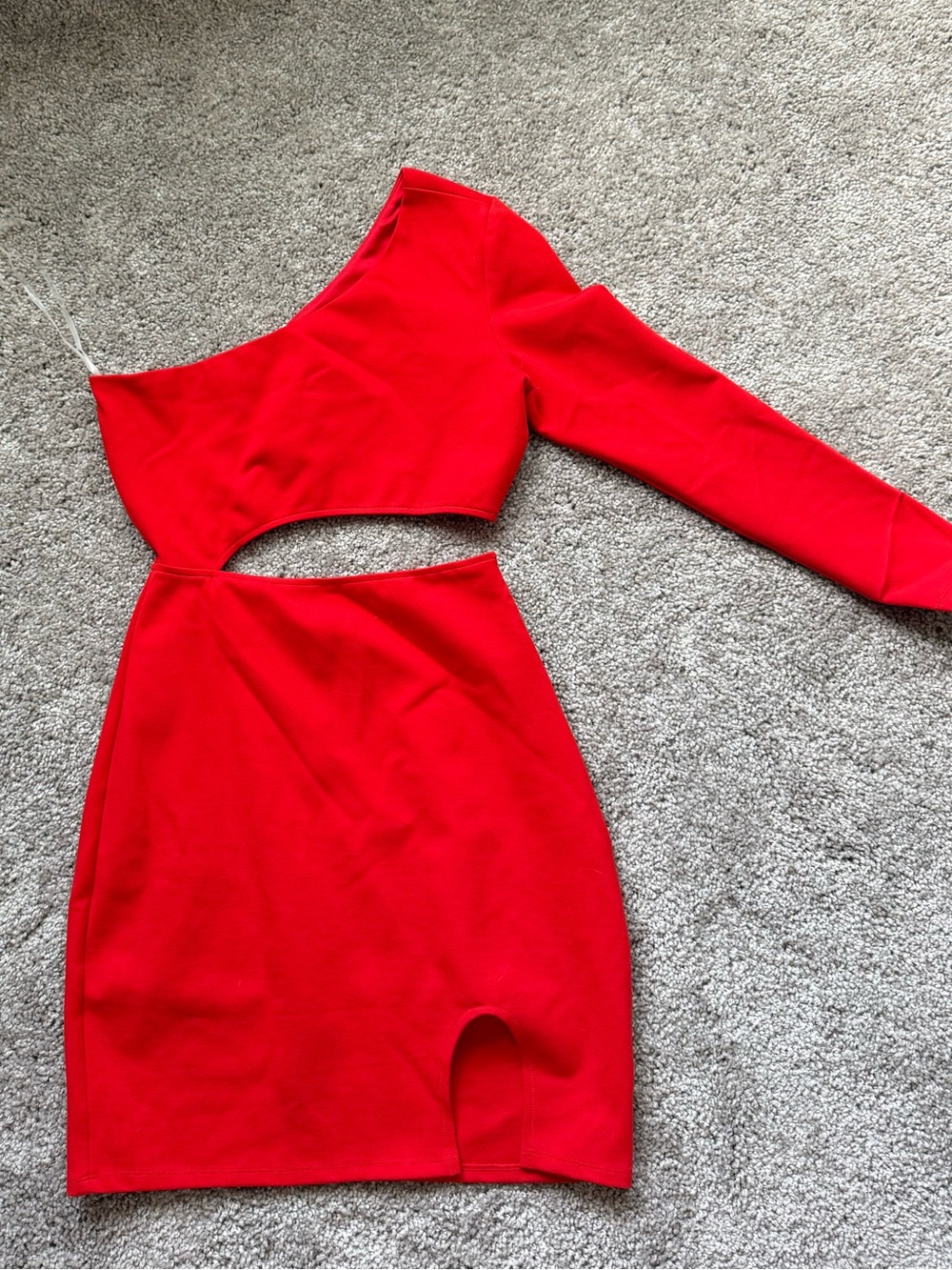 Women's Red One-Shoulder Cutout Dress